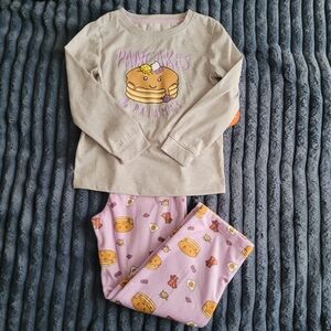 Pancakes & Pajamas Kids Pajama Set - Beige and Pink